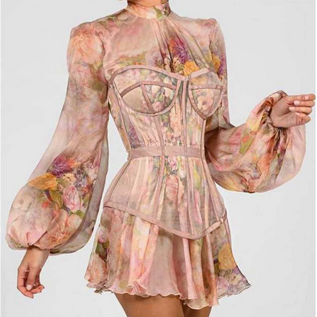Watercolor Godess Sheer Pastel Corset Dress ChicCityVintage Watercolor Godess Sheer Pastel Corset Dress ChicCityVintage