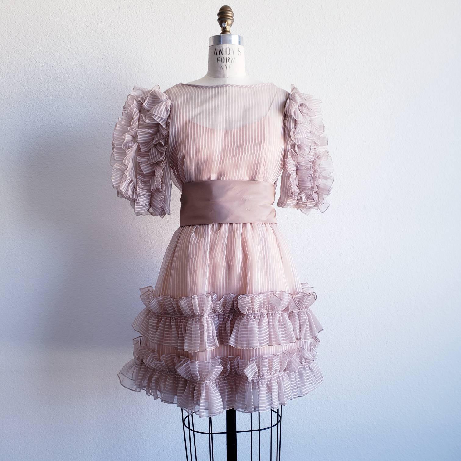 80s mini dresses Reworked 80s Vintage Gilbert's For Tally Ruffle Mini Dress – ChicCityVintage
