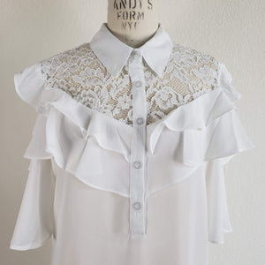 Lovely Lace Ruffle Tunic Top - ChicCityVintage
