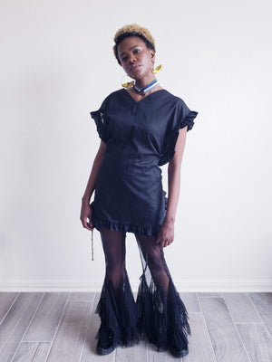 Vintage 80s Black Ruffle Blouse Tunic Dress – ChicCityVintage Vintage 80s Black Ruffle Blouse Tunic Dress – ChicCityVintage