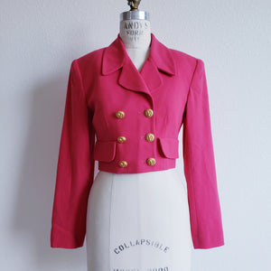 Vintage Fuschia Cropped Blazer Jacket Size 4 - ChicCityVintage