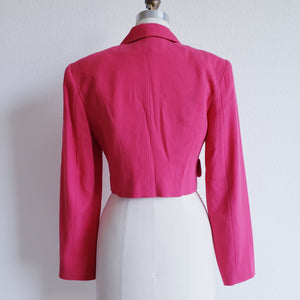 Vintage Fuschia Cropped Blazer Jacket Size 4 - ChicCityVintage