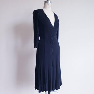 Vintage 00s Black Jersey Crepe Wrap Dress--Size S - ChicCityVintage