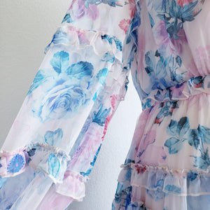 Ethereal Delight Chiffon Floral Maxi Dress - ChicCityVintage