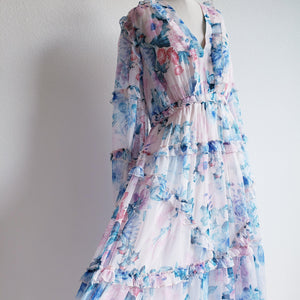 Ethereal Delight Chiffon Floral Maxi Dress - ChicCityVintage