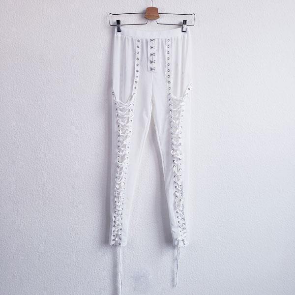 Lovely Laced Up Sheer White Leggings - ChicCityVintage