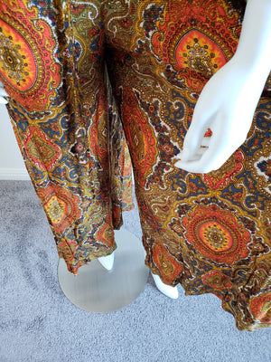 Vintage 70s Paisley Jumpsuit with Fringed Shawl - ChicCityVintage