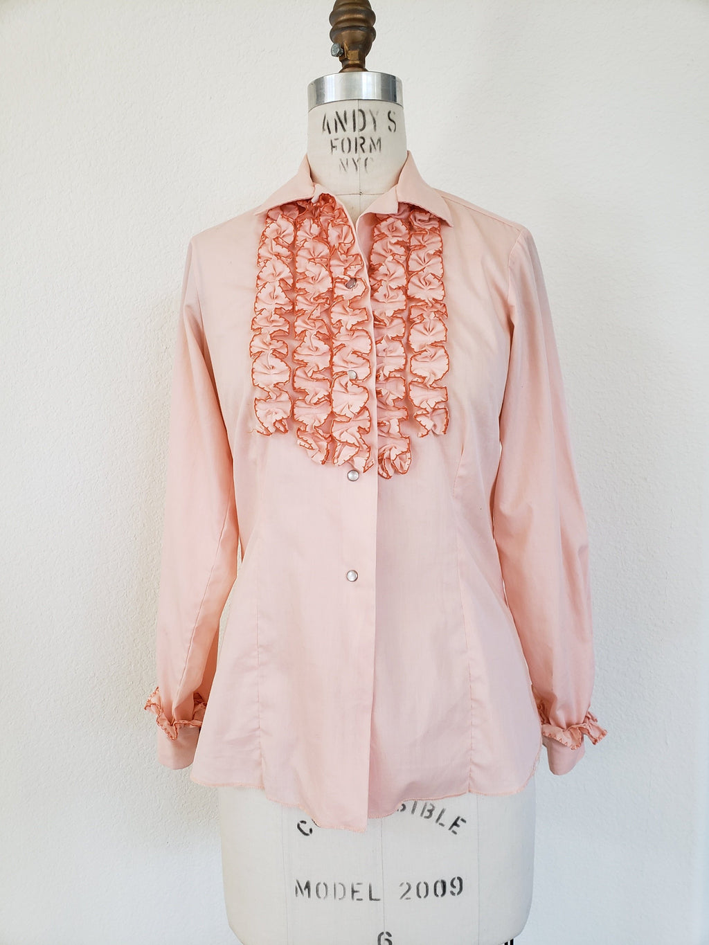 Vintage 70s Pink Ruffle Blouse - ChicCityVintage