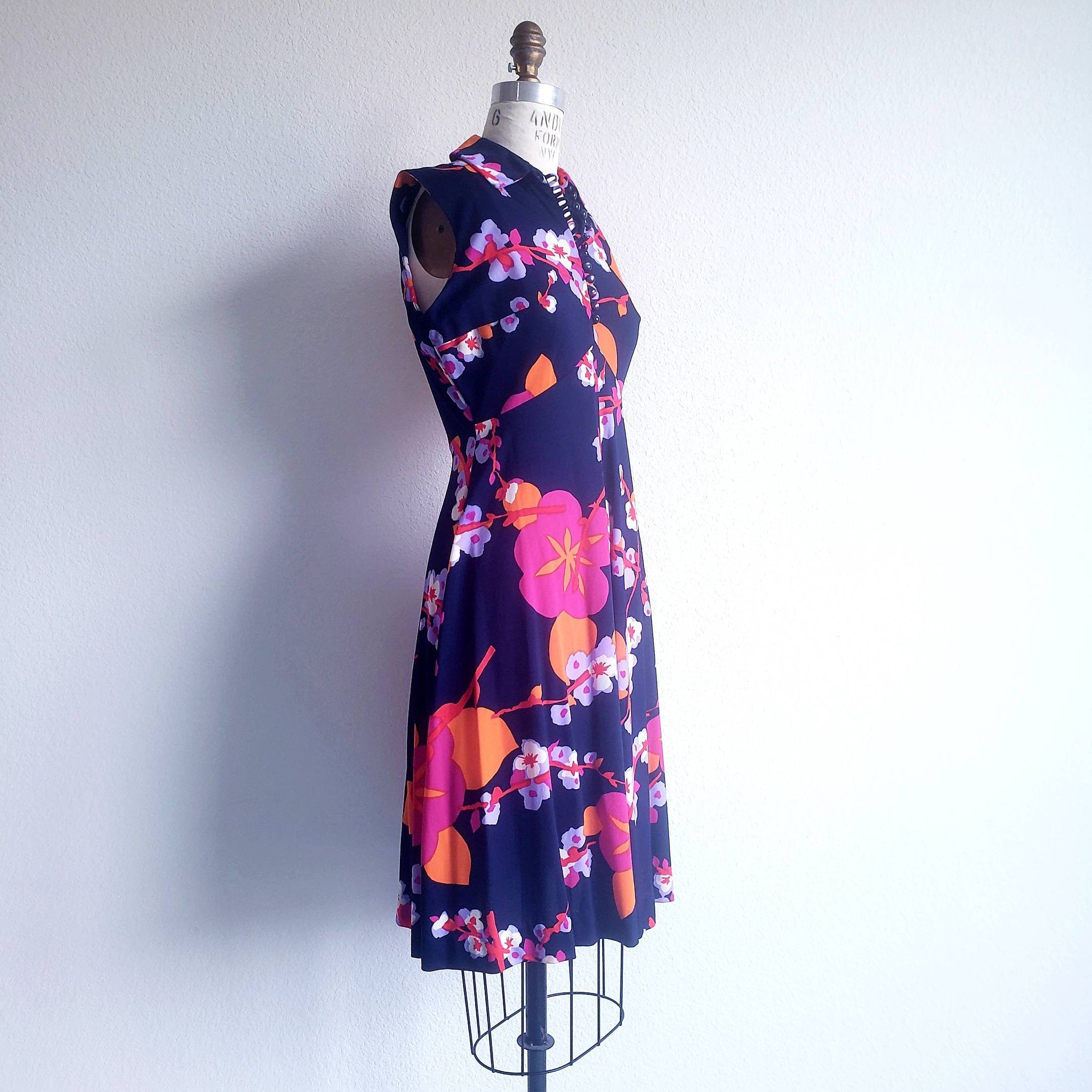 Vintage Midi Floral Lord and Taylor Sleeveless Dress - ChicCityVintage