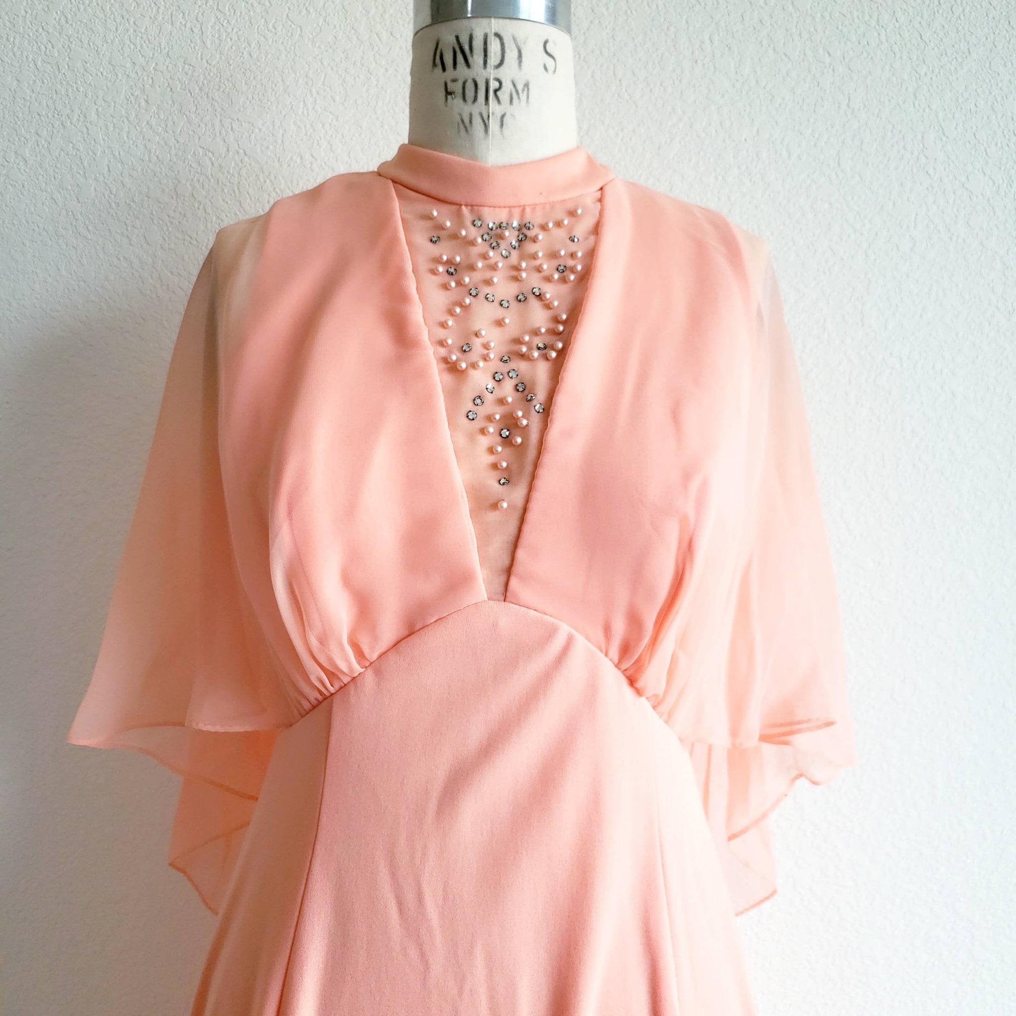 Vintage 70s Peach Maxi Dress - ChicCityVintage