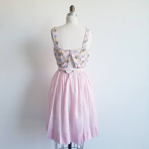 Vintage 50s Pink Minx Modes Dress With Embroidered Bodice - ChicCityVintage