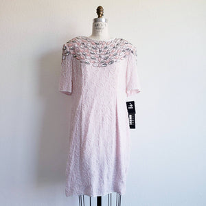 Vintage 90s Pink And Silver Sequin Leslie Fay Dress NWT - ChicCityVintage