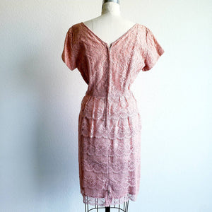 Vintage 50s/60s Pink Lace Dress - ChicCityVintage