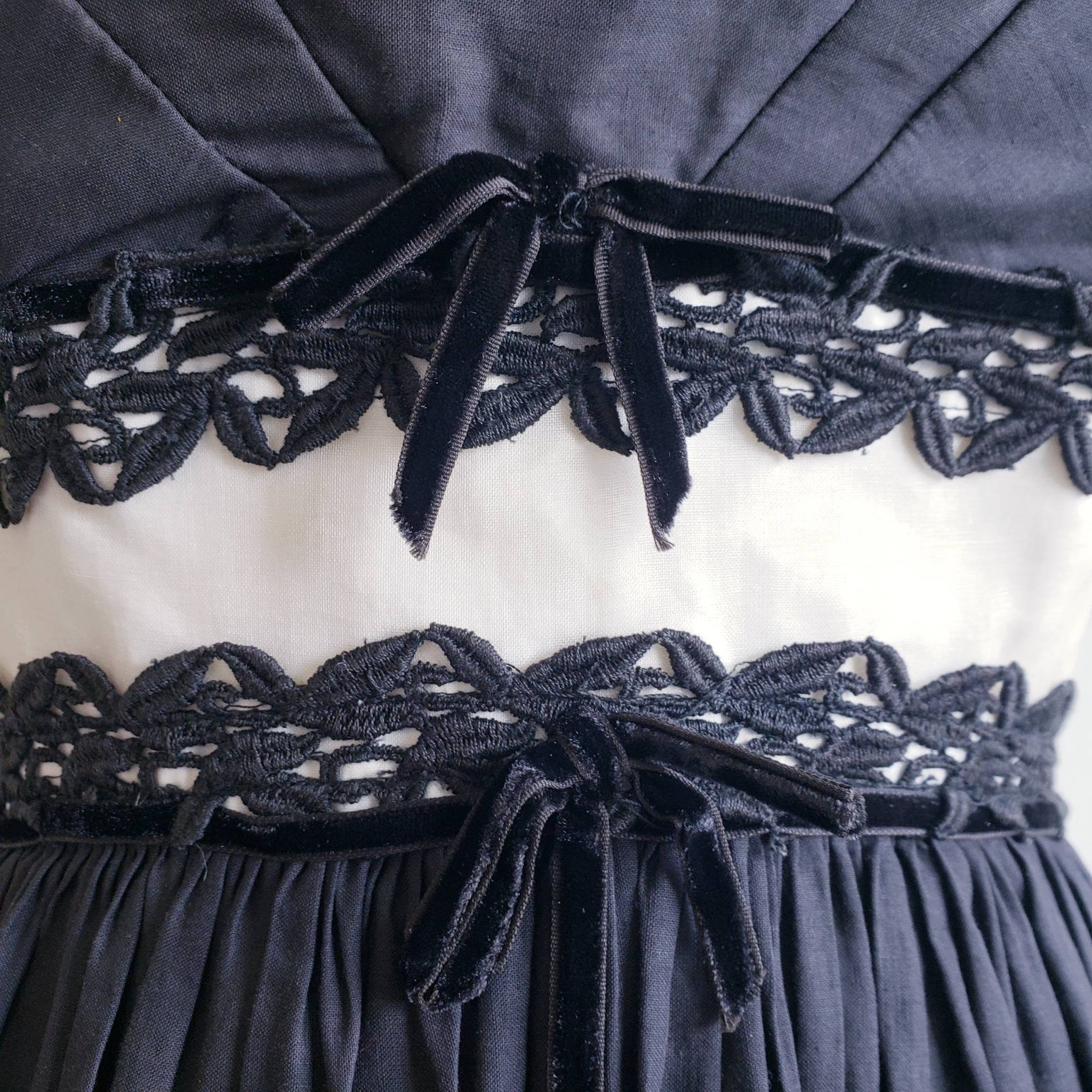 Vintage 50s Black Eyelet Dress - ChicCityVintage