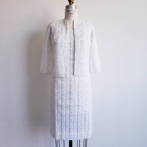 Vintage 60s Charles and Co White Beaded Lace Two Piece Dress ChicCityVintage Vintage 60s Charles and Co White Beaded Lace Two Piece Dress ChicCityVintage