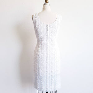 Vintage 60s Charles and Co White Beaded Lace Two Piece Dress - ChicCityVintage