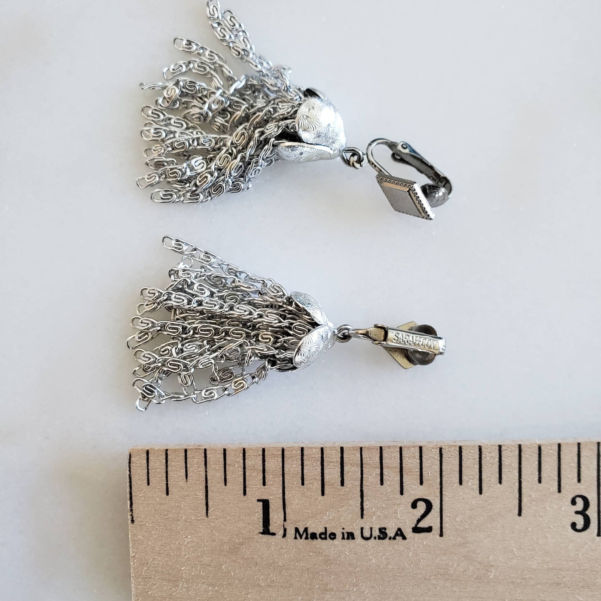 Vintage Sarah Coventry Silver Tone Clip-On Tassel Earrings - ChicCityVintage