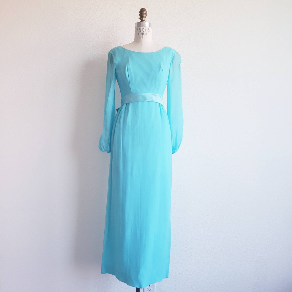 Vintage Baby Blue 70s Maxi Dress - ChicCityVintage