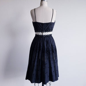 Vintage 50s Black Eyelet Dress - ChicCityVintage