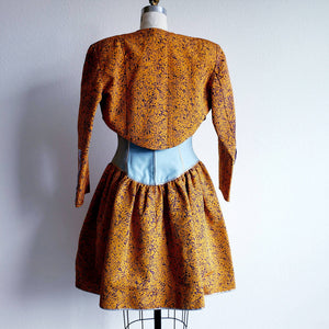 Vintage 1980s Geoffrey Beene Corset Waist Dress With Bolero Jacket - ChicCityVintage