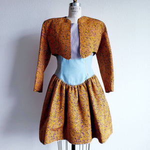Vintage 1980s Geoffrey Beene Corset Waist Dress With Bolero Jacket - ChicCityVintage