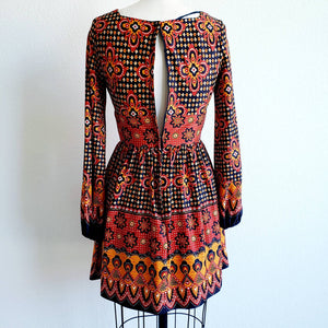 Vintage 70s Kelly Arden Boho Mini Dress - ChicCityVintage