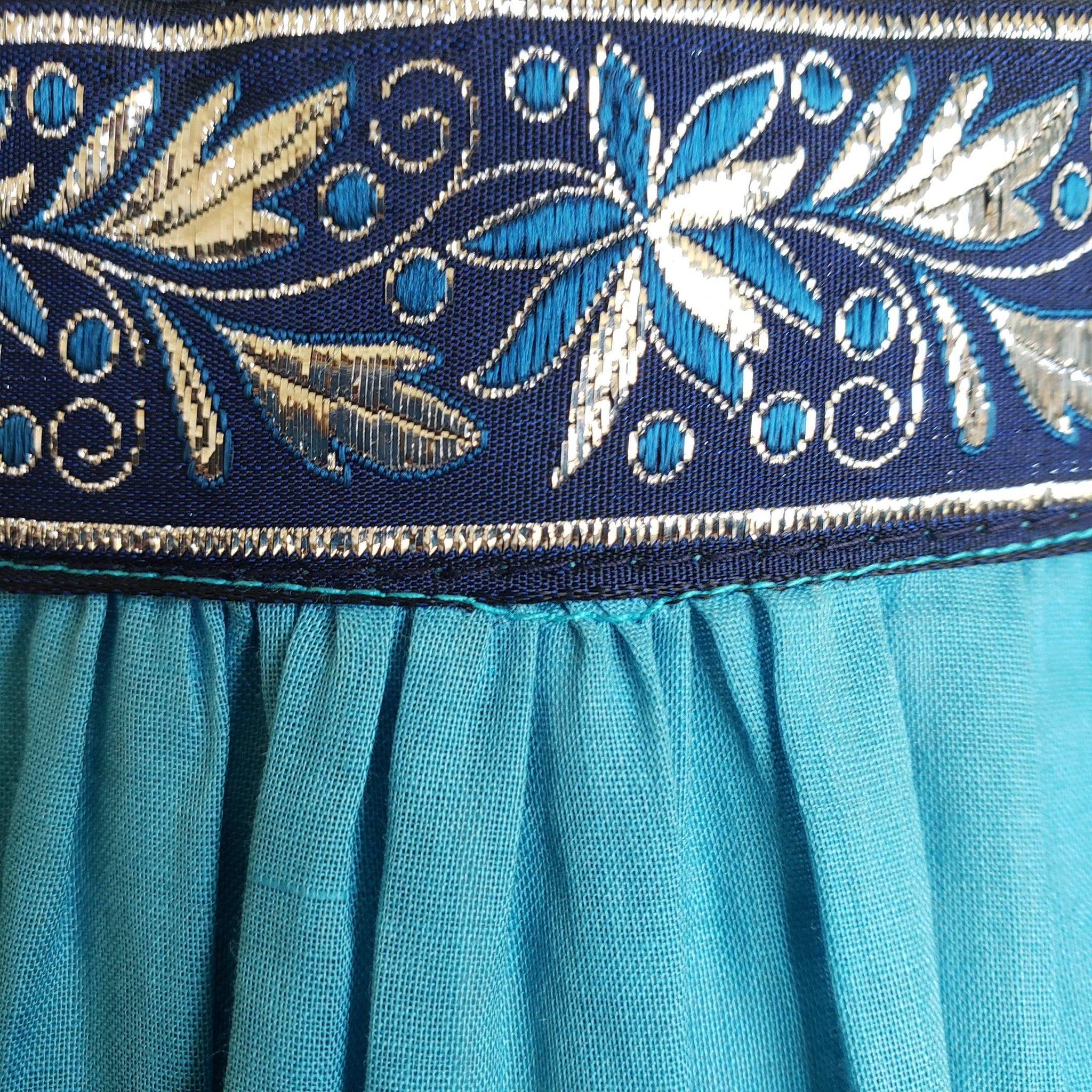 Vintage 50s/60s Turquoise Blue Square Dance Rockabily Western Circle Skirt - ChicCityVintage