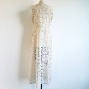 Vintage 70s Cream Lace Maxi Tunic Duster - ChicCityVintage