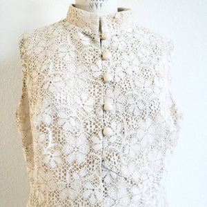 Vintage 70s Cream Lace Maxi Tunic Duster - ChicCityVintage