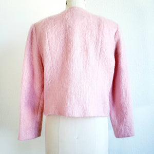 Vintage 80s/90s Pink Mohair Cardigan/Blazer with Sequins - ChicCityVintage