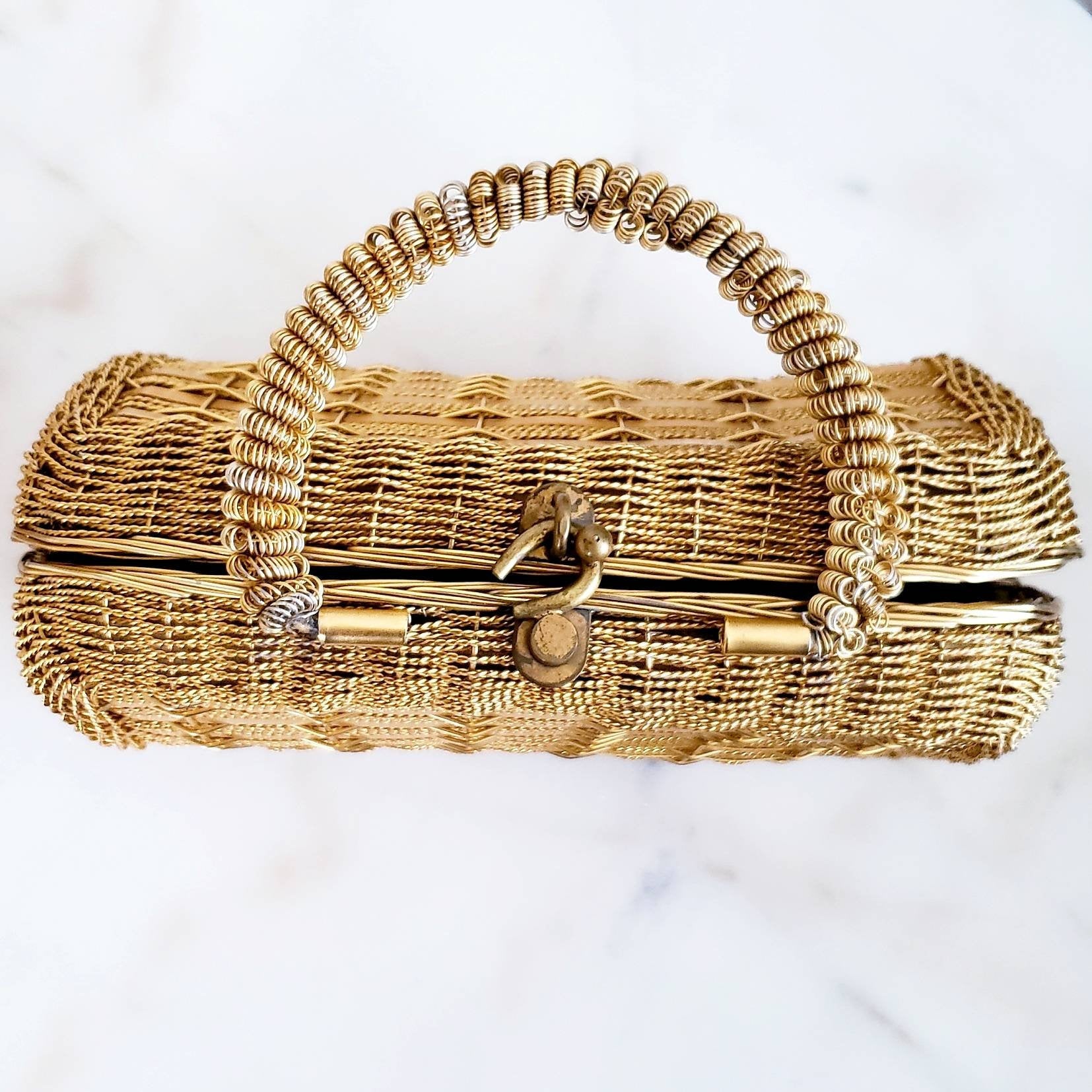 Vintage 50s/60s Belacap Italian Gold Metal Woven Handbag - ChicCityVintage