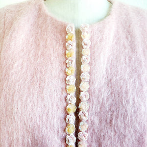 Vintage 80s/90s Pink Mohair Cardigan/Blazer with Sequins - ChicCityVintage