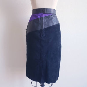 Vintage 80s Leather And Suede Skirt - ChicCityVintage