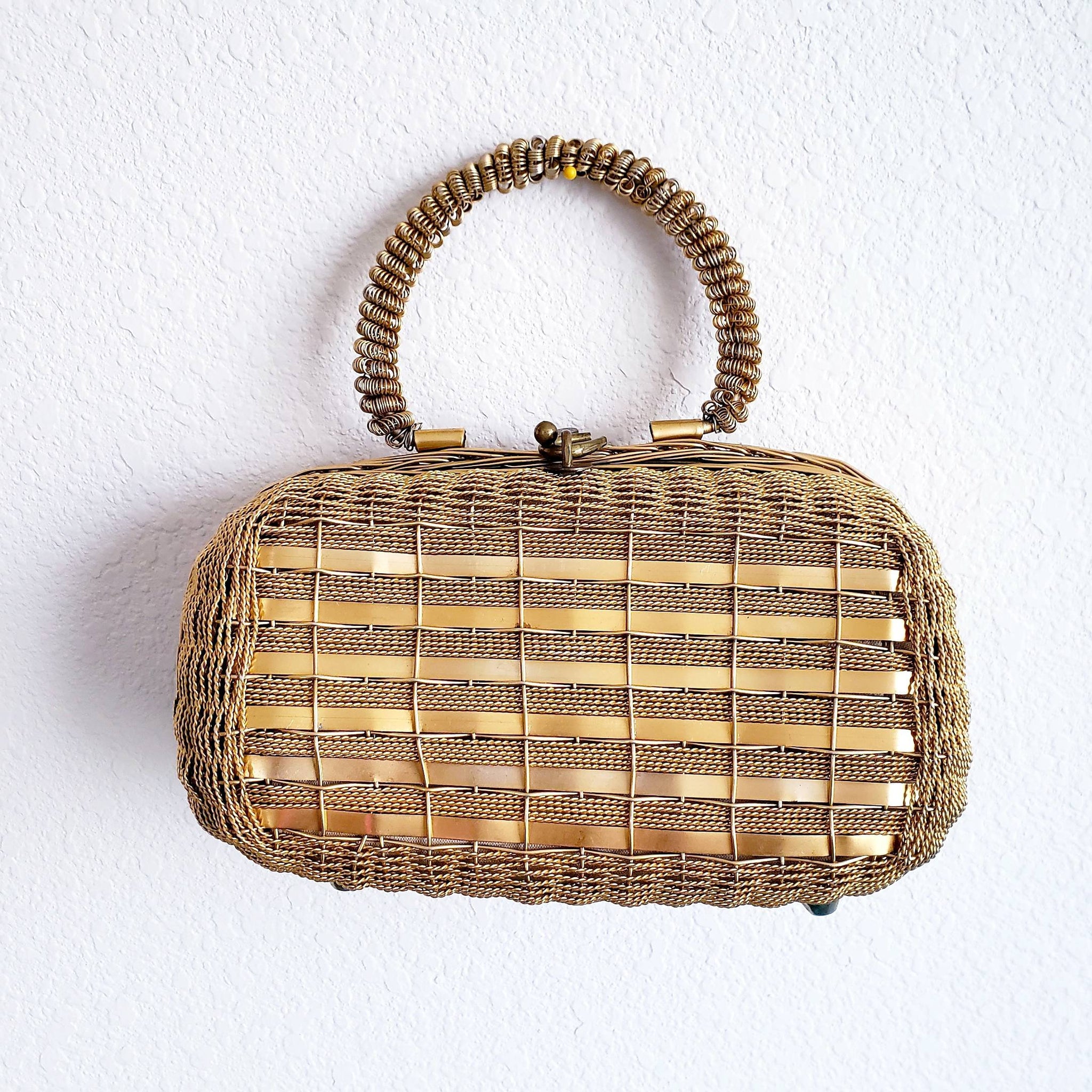 Vintage 50s/60s Belacap Italian Gold Metal Woven Handbag - ChicCityVintage