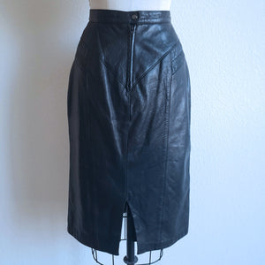 Vintage 80s/90s Bagatelle Black Leather Skirt - ChicCityVintage