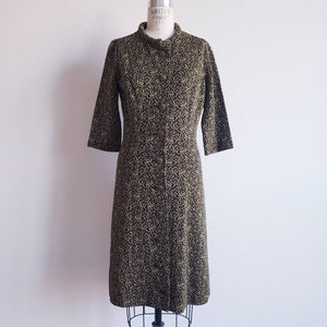 Vintage 60s Black And Gold Lurex Dress - ChicCityVintage