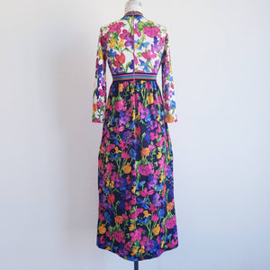 Vintage 70s Goldworm Floral Maxi Dress - ChicCityVintage