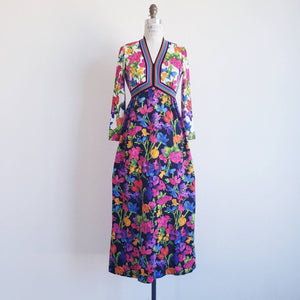 Vintage 70s Goldworm Floral Maxi Dress - ChicCityVintage