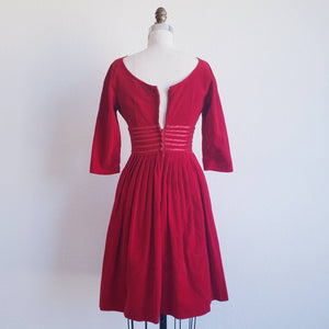 Vintage 50s Red Velvet Dress - ChicCityVintage