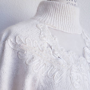 Vintage 90s Cream Illusion Silk Blend Sweater - ChicCityVintage