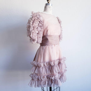 Reworked 80s Vintage Gilbert's For Tally Ruffle Mini Dress - ChicCityVintage
