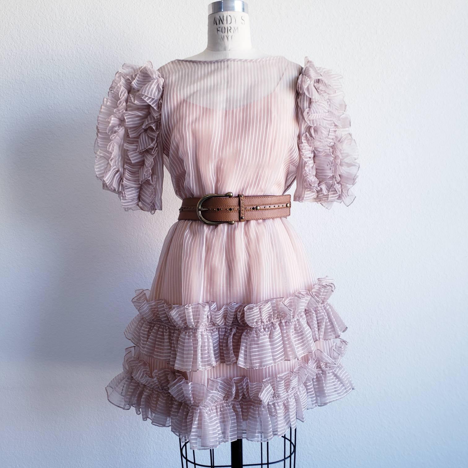 Reworked 80s Vintage Gilbert's For Tally Ruffle Mini Dress - ChicCityVintage