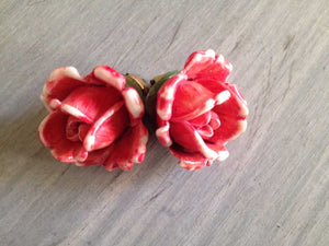 Vintage Pink Rose Clip On Earrings - ChicCityVintage