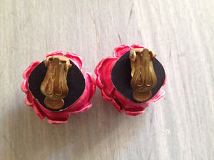 Vintage Pink Rose Clip On Earrings - ChicCityVintage